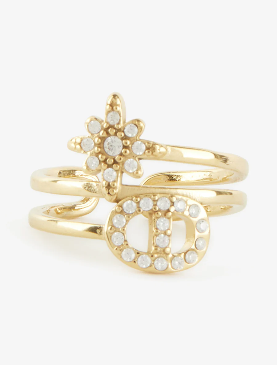 Bague à étoile et maillon strassés - Or - Image 3