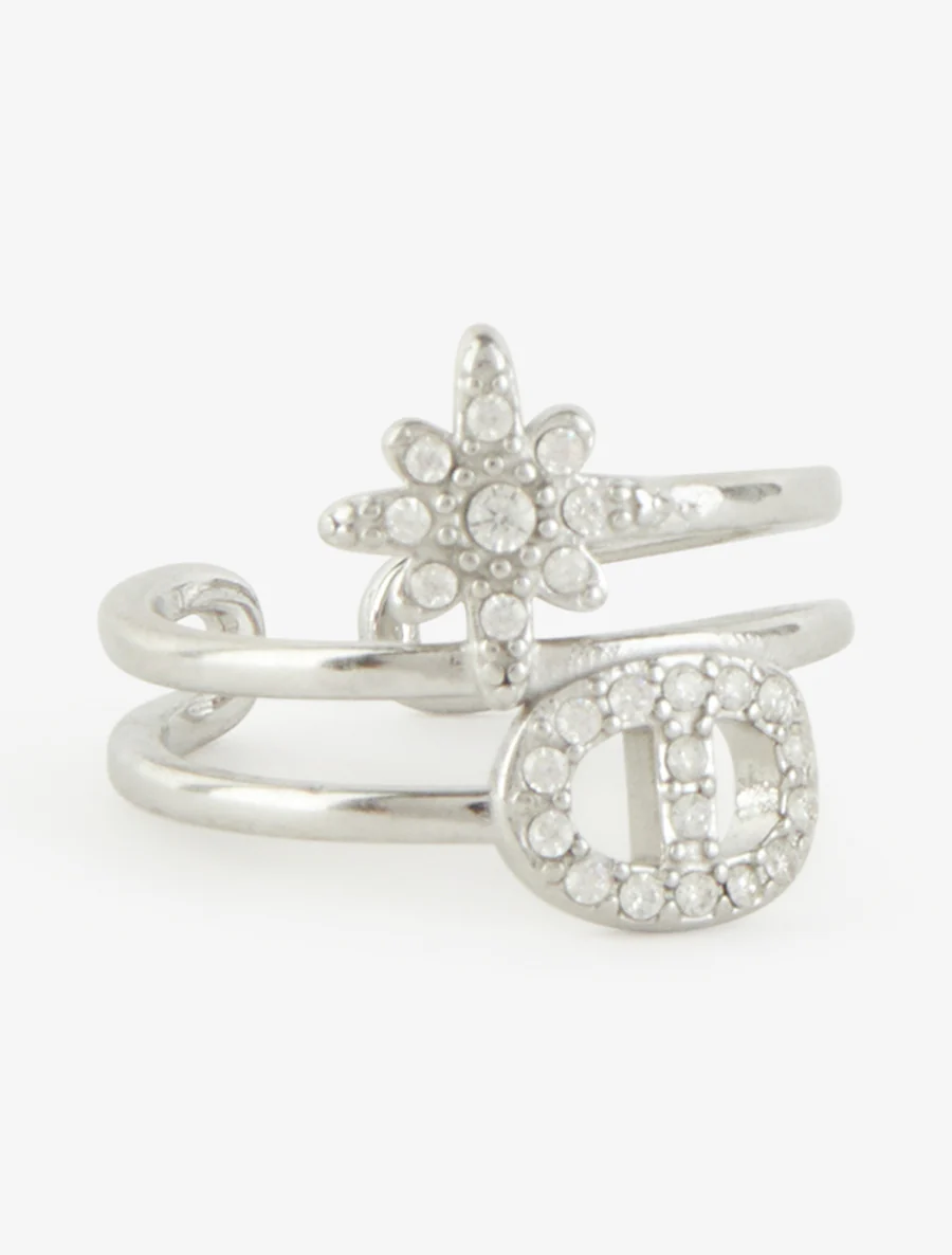 Bague à étoile et maillon strassés - Argent - Image 2