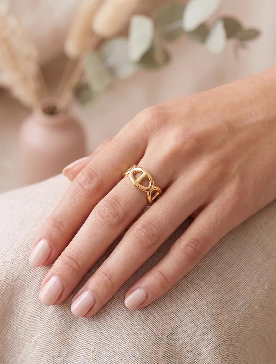 Bague à maillons marins - Or