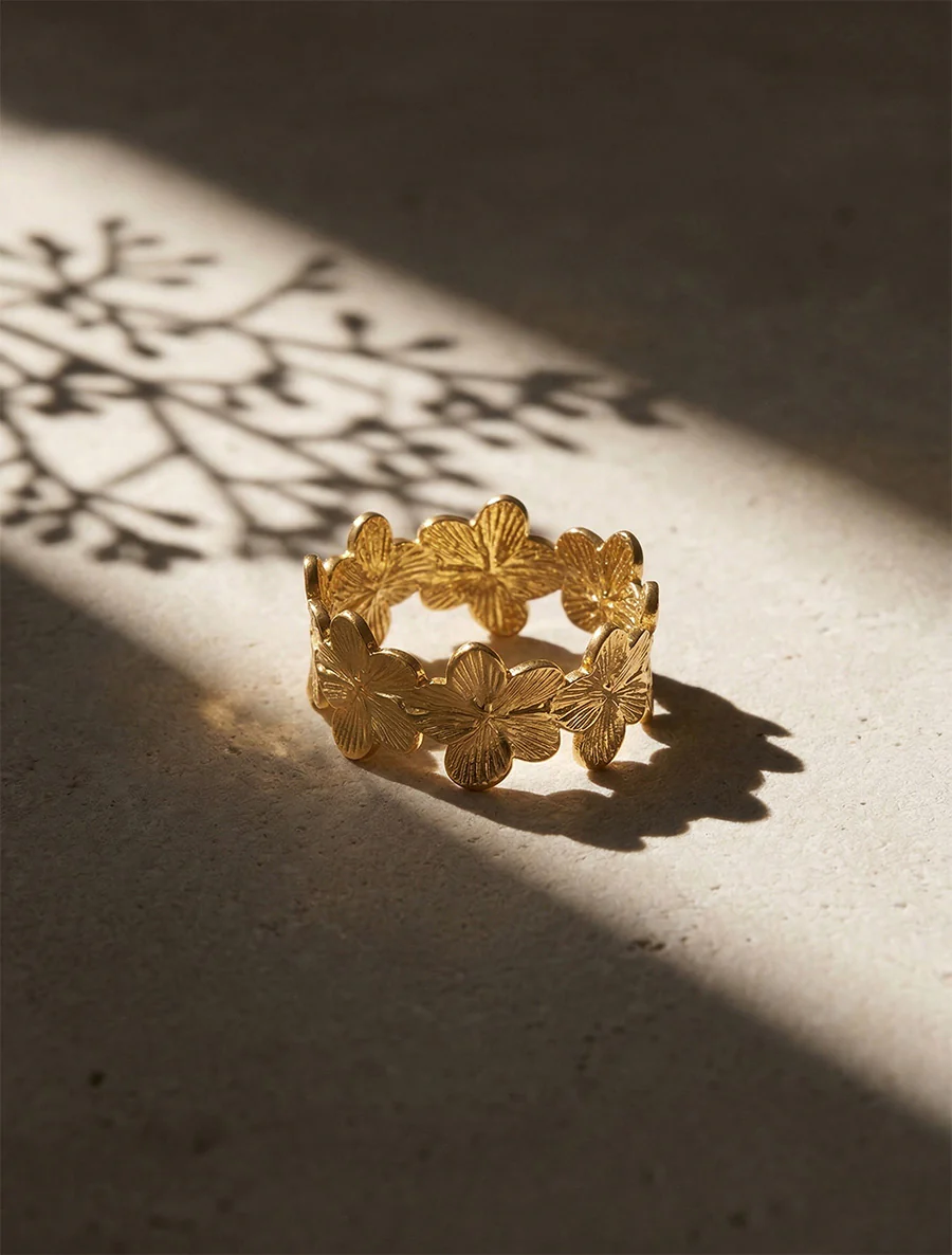 Bague à motif fleuri - Or