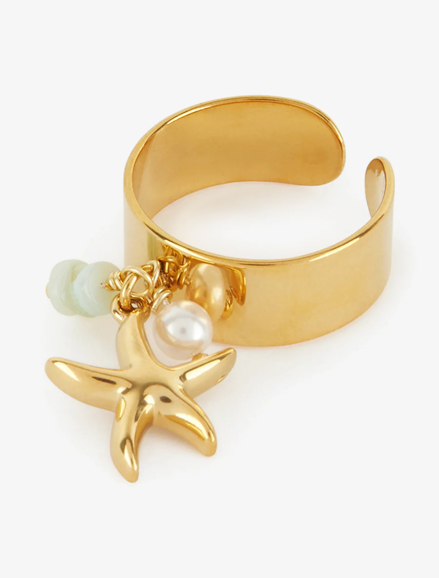 Bague ajustable à breloque étoile de mer - Or - Image 3