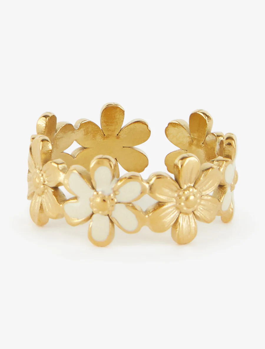 Bague ajustable à fleurs - Or/jaune - Image 3