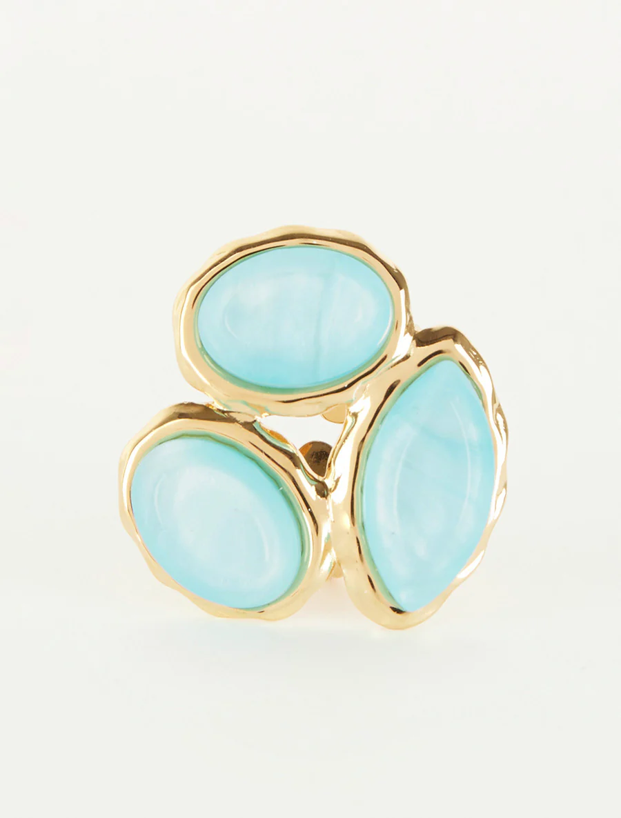 Bague ajustable à pierres en résine - Turquoise - Image 3