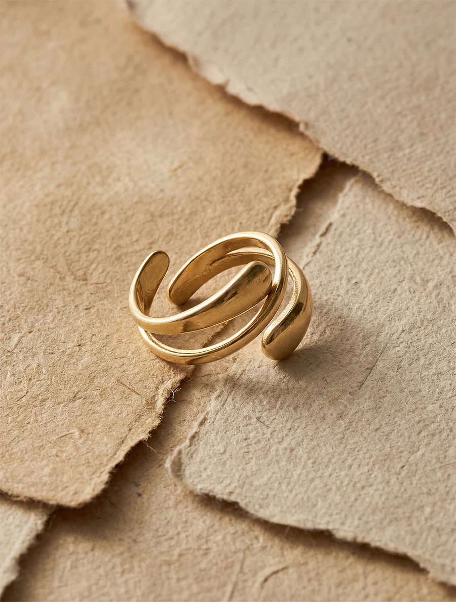 Bague ajustable effet croisé - Or