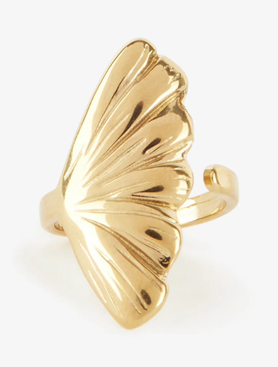 Bague feuille de ginkgo - Or - Image 3