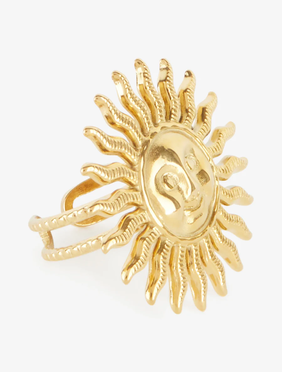 Bague gravée motif soleil - Or - Image 2