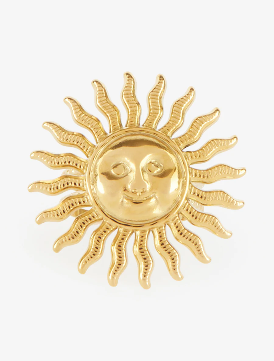 Bague gravée motif soleil - Or - Image 3