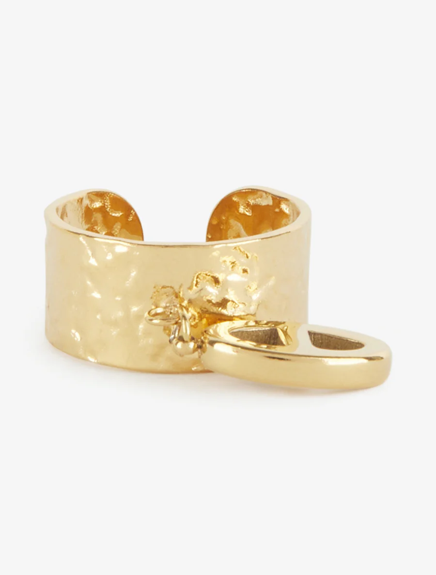 Bague martelé à breloque maille marine - Or - Image 3