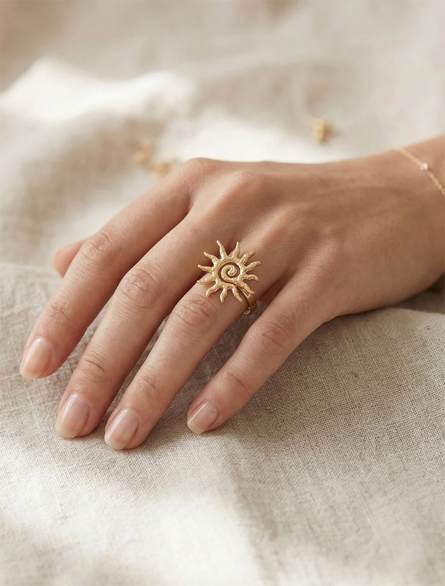 Bague soleil ajustable - Or