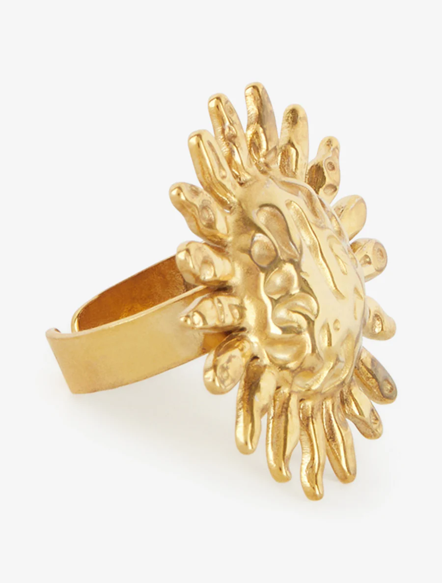 Bague soleil effet martelé - Or - Image 2