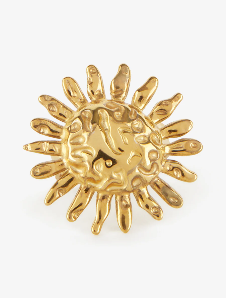 Bague soleil effet martelé - Or - Image 3