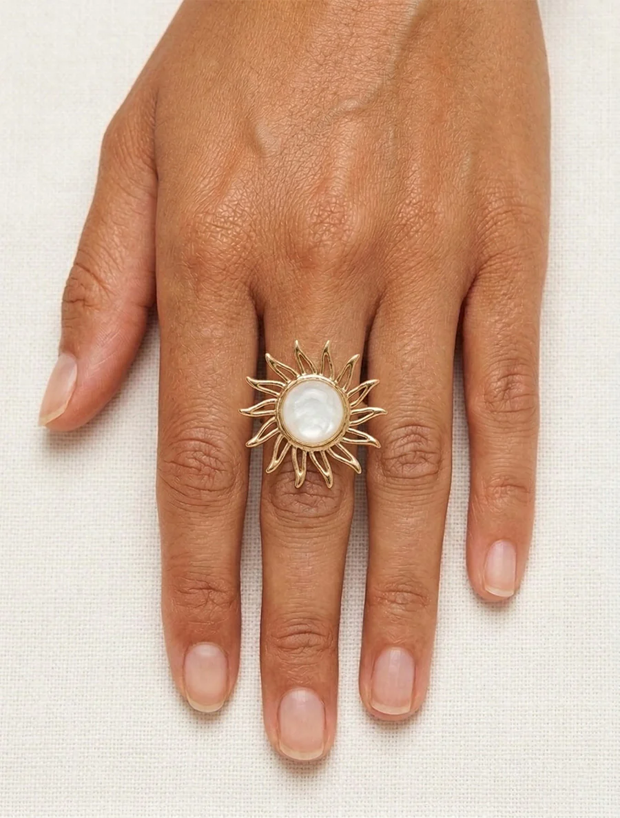 Bague soleil - Or/beige