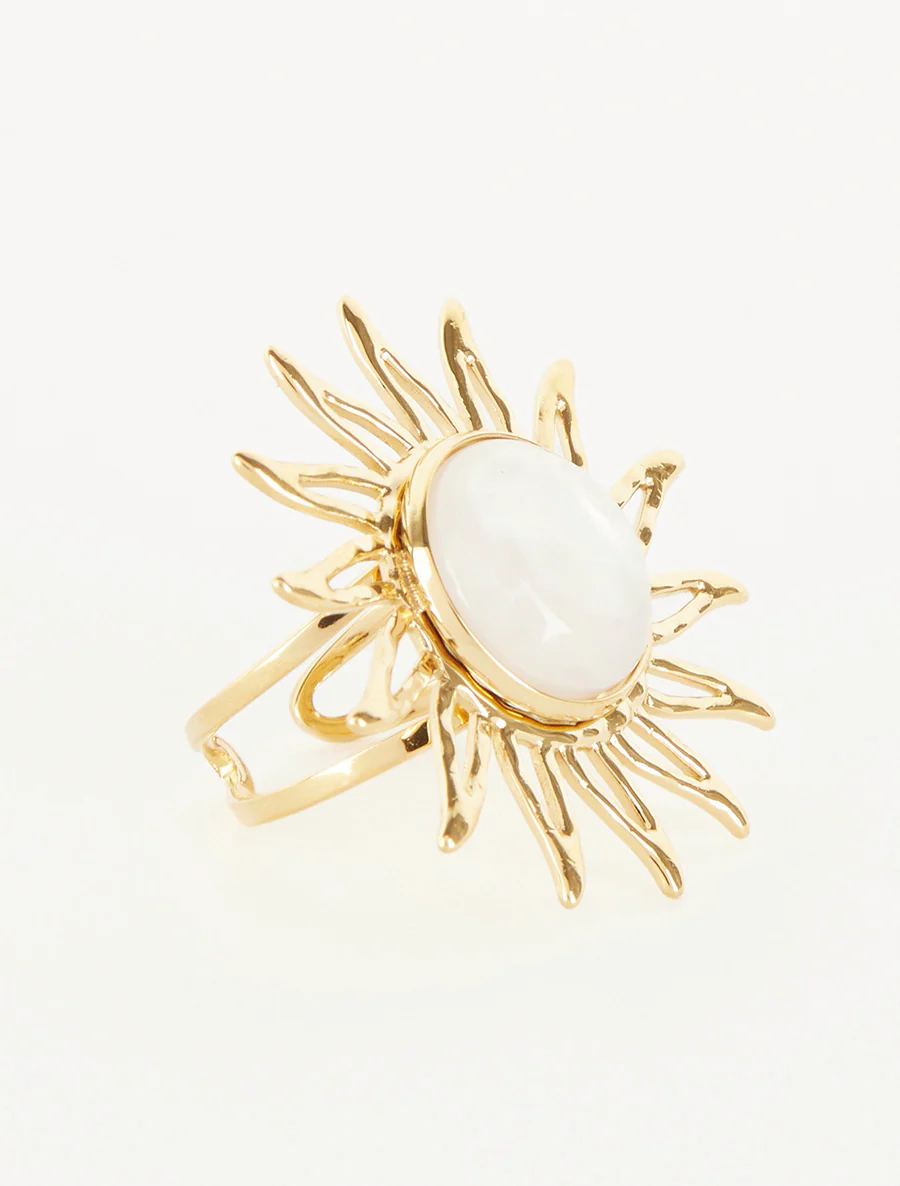 Bague soleil - Or/beige - Image 2