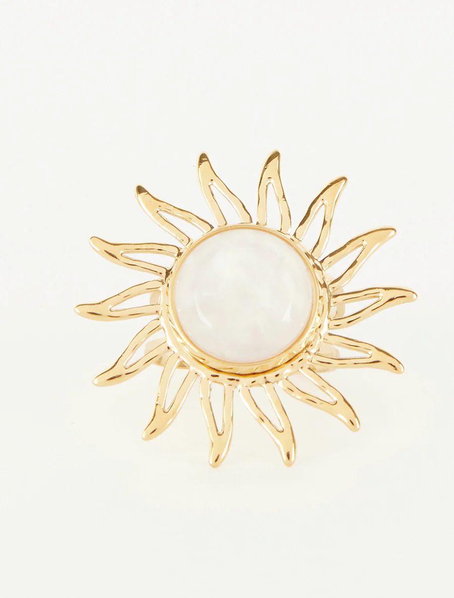 Bague soleil - Or/beige - Image 3