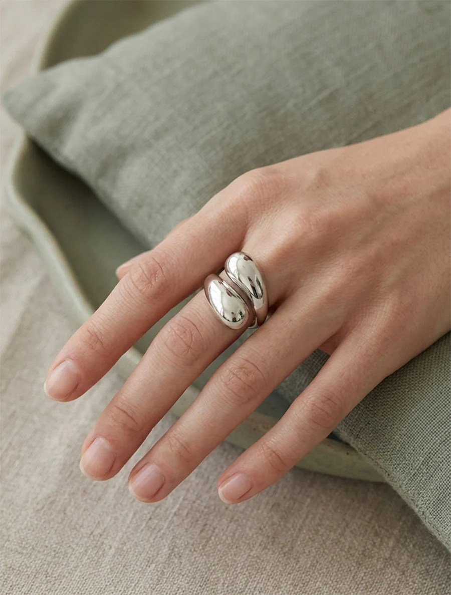 Bague style gouttes entrelacées - Argent