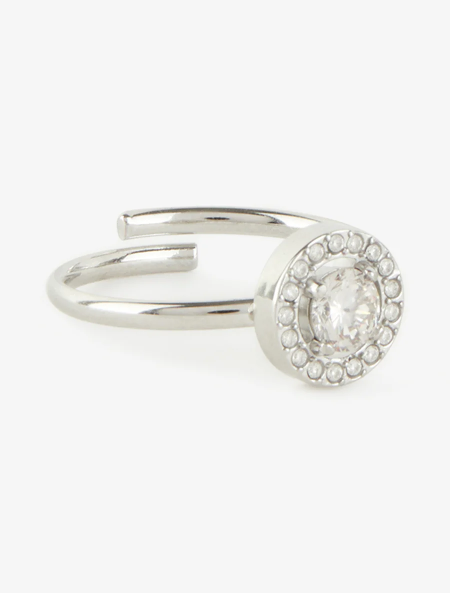 Bague style solitaire rond en zircon - Argent - Image 2