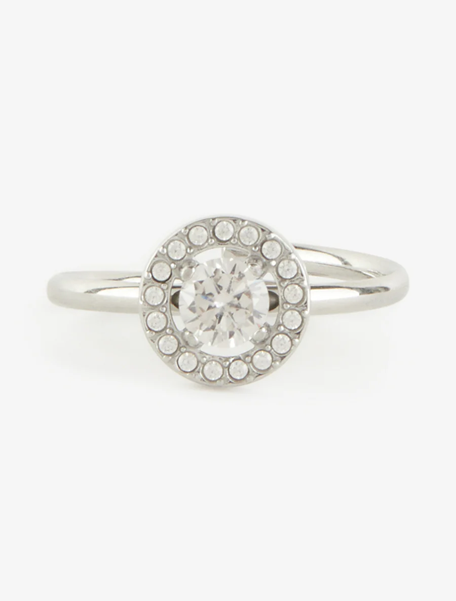 Bague style solitaire rond en zircon - Argent - Image 3