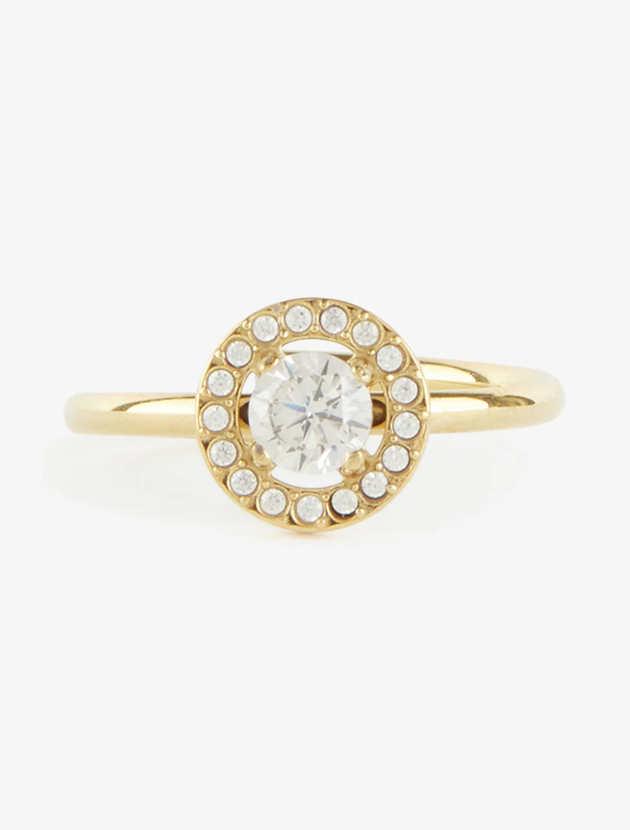 Bague style solitaire rond en zircon - Or - Image 3