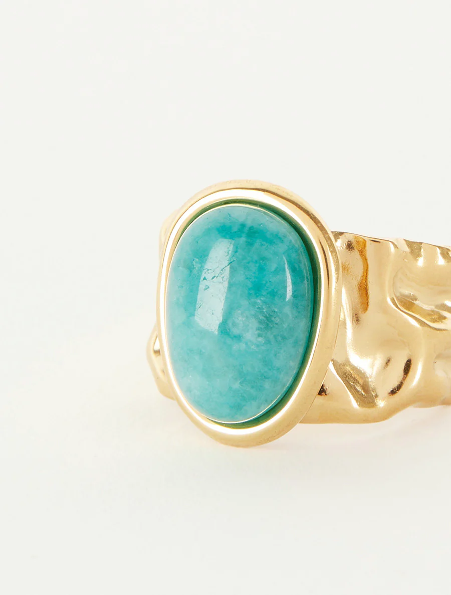 Bague stylisée ornée d'une pierre - Turquoise - Image 3