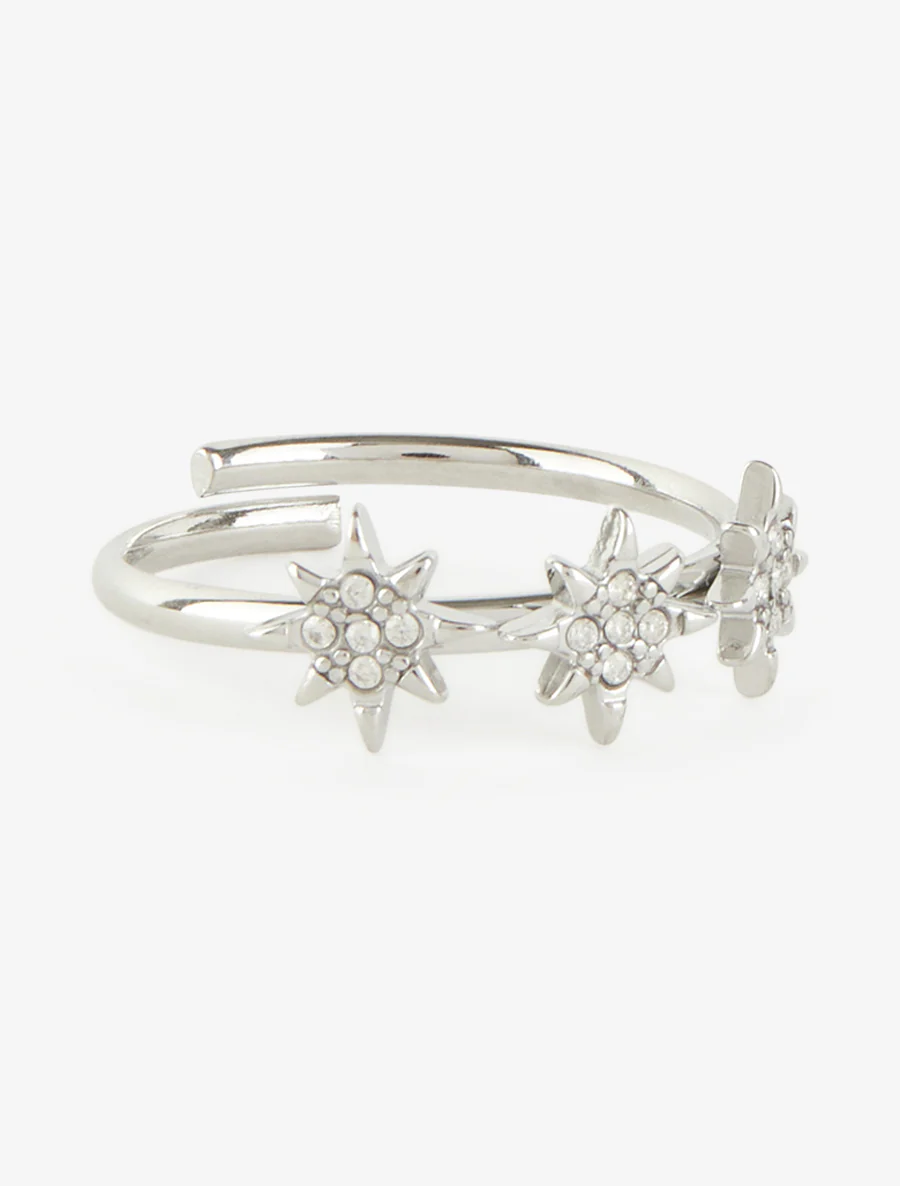 Bague Taille ajustable à étoiles strassées - Argent - Image 2