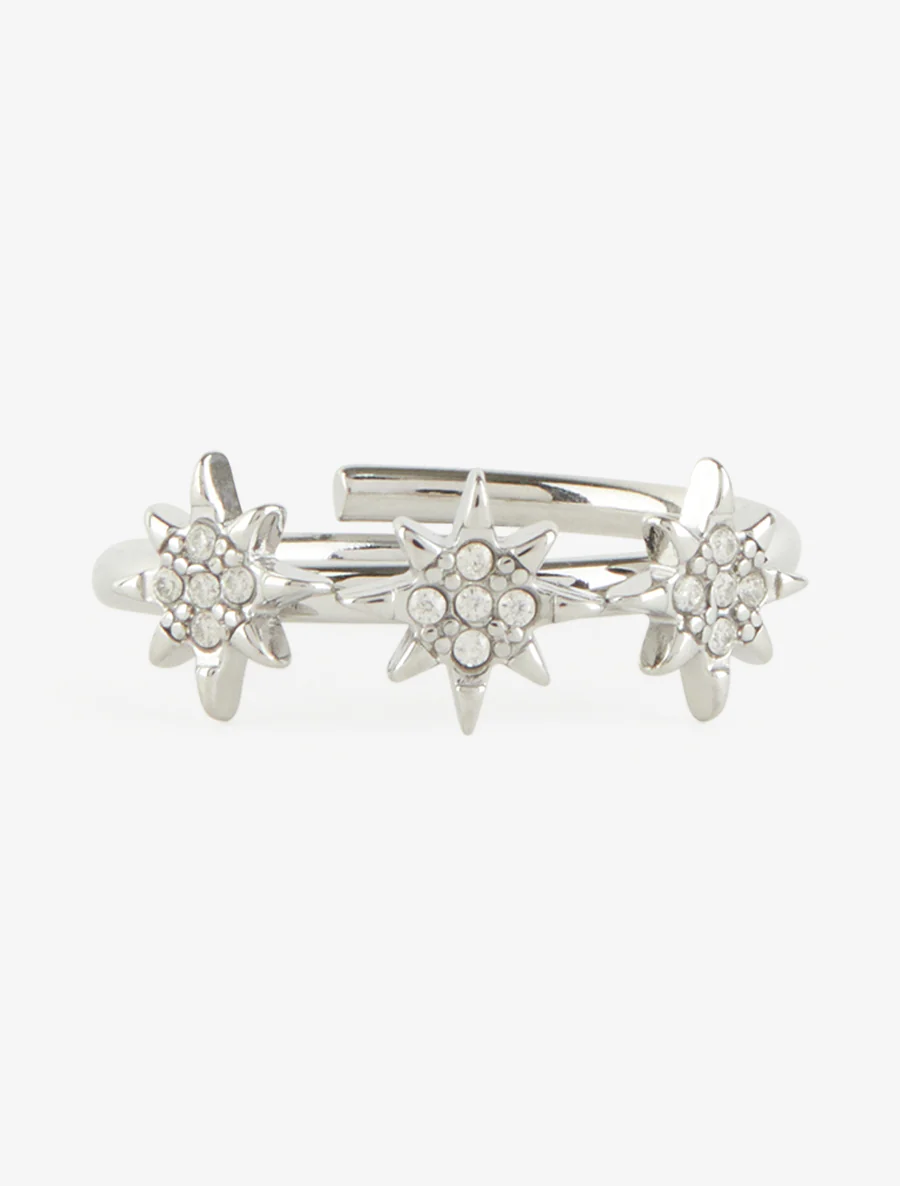 Bague Taille ajustable à étoiles strassées - Argent - Image 3
