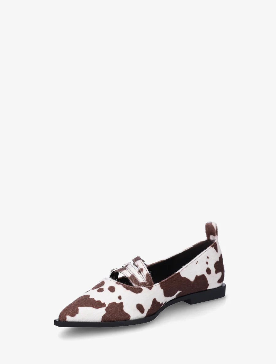 Ballerines à bouts pointus imprimé vache - Marron - Image 3