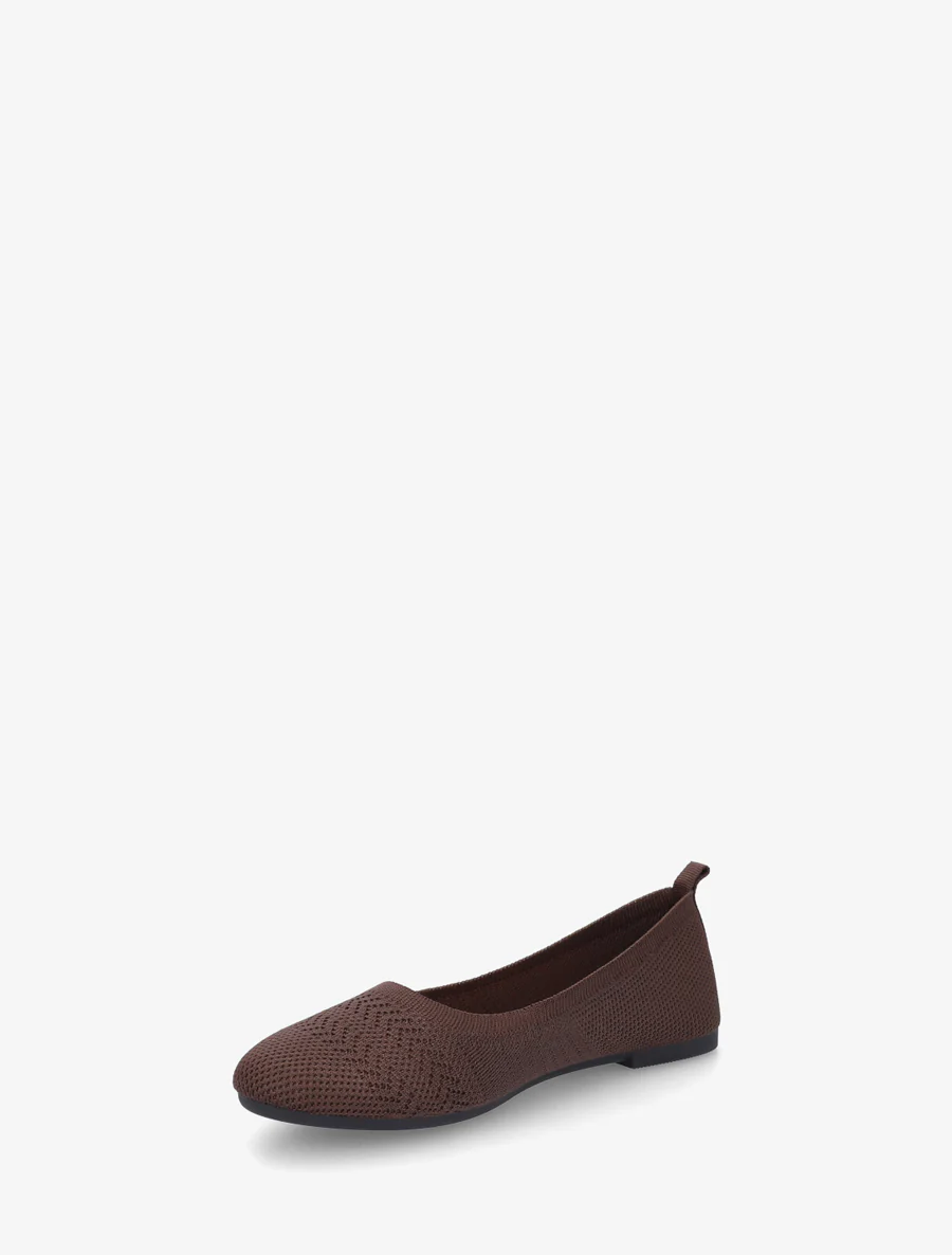 Ballerines basiques en tissu - Marron - Image 3