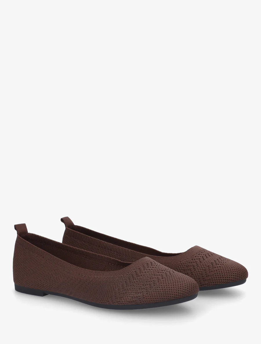 Ballerines basiques en tissu - Marron - Image 4