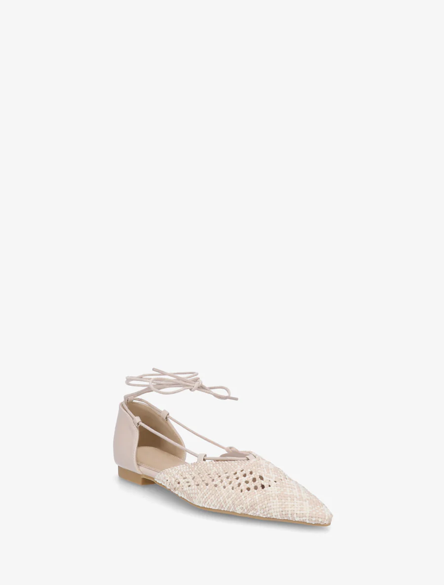 Ballerines en simili à nouer - Beige - Image 2