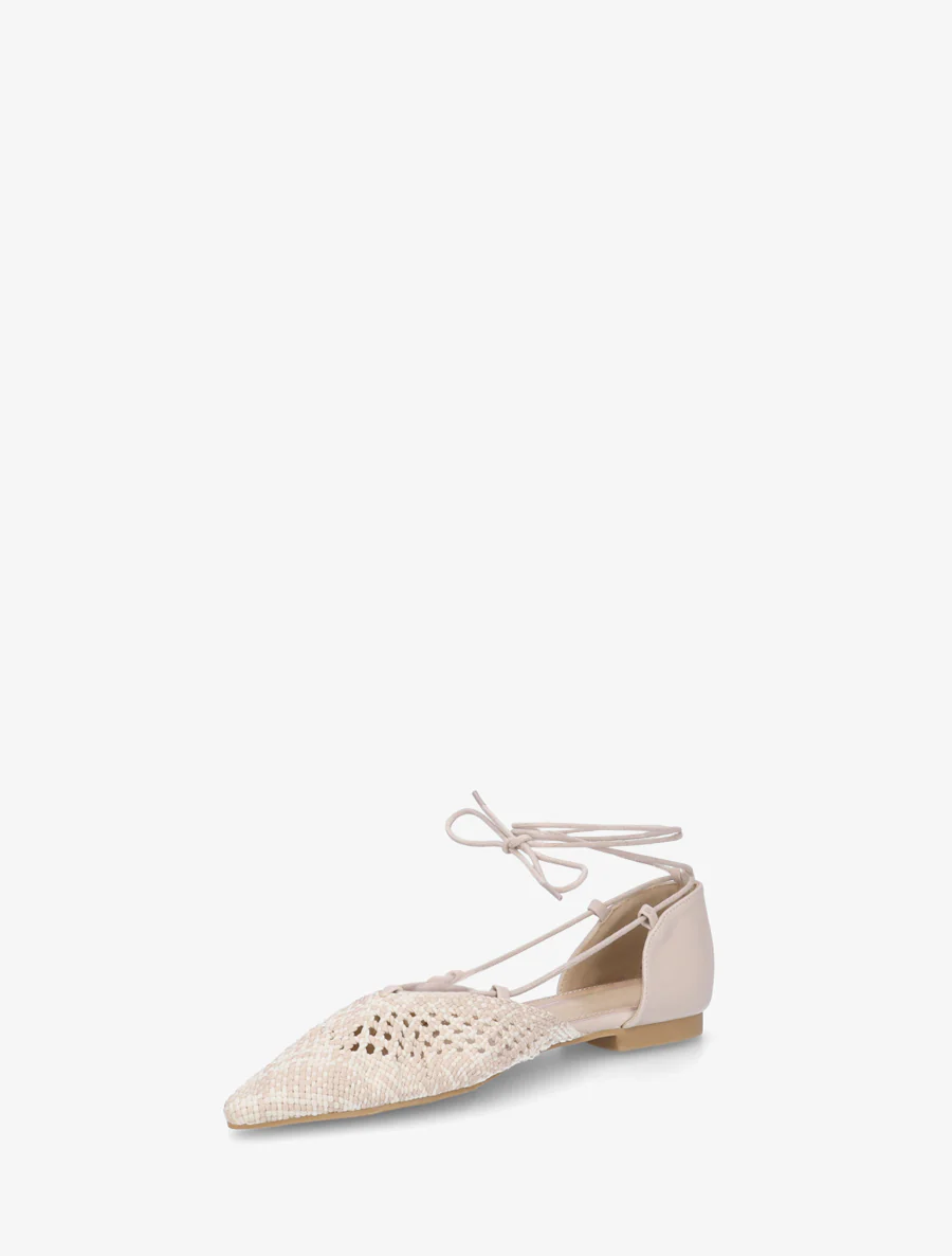 Ballerines en simili à nouer - Beige - Image 3