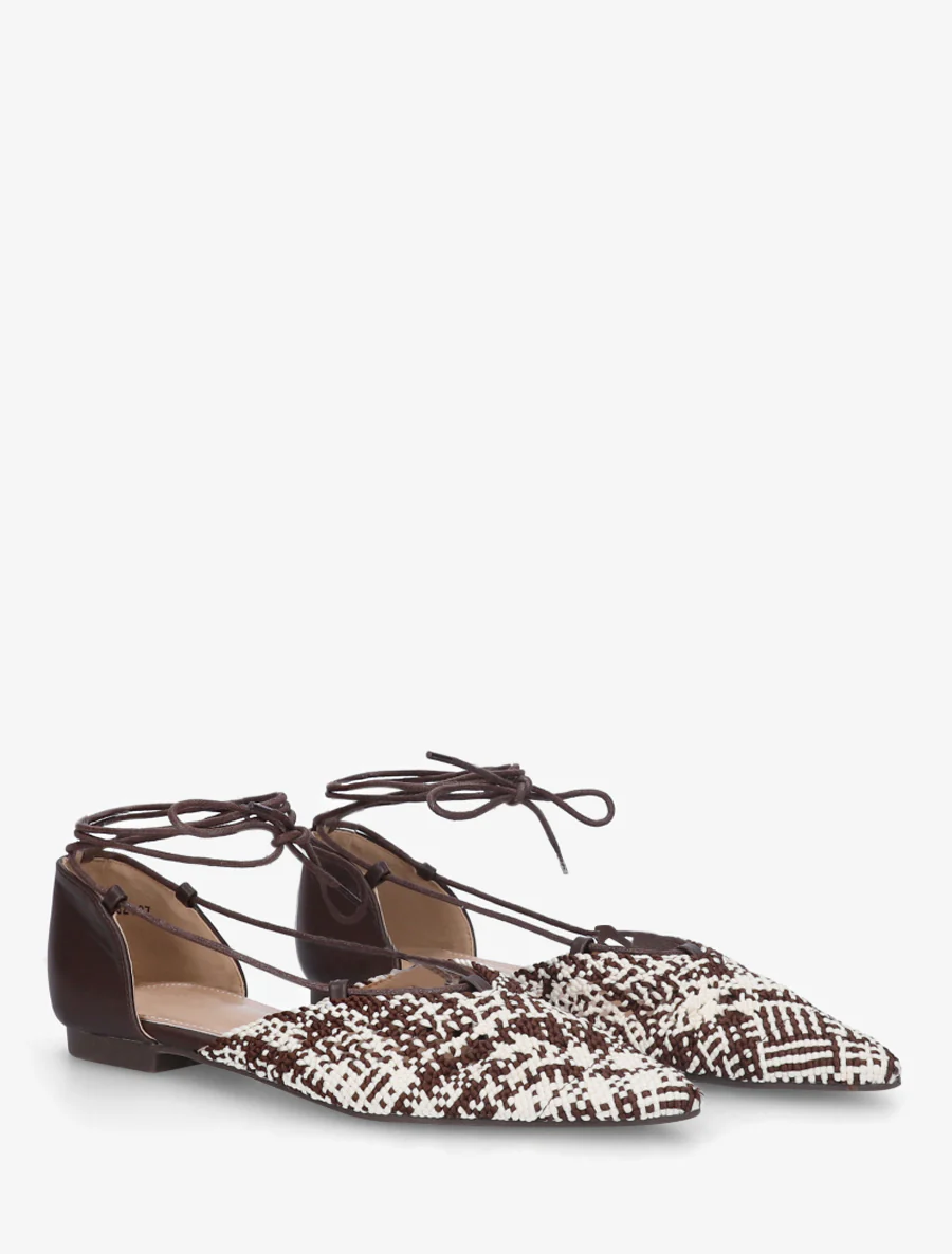 Ballerines en simili à nouer - Marron - Image 4