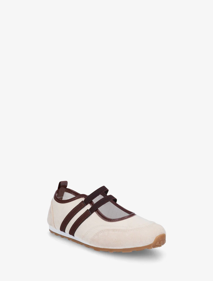 Ballerines en suédine à bandes - Beige - Image 2