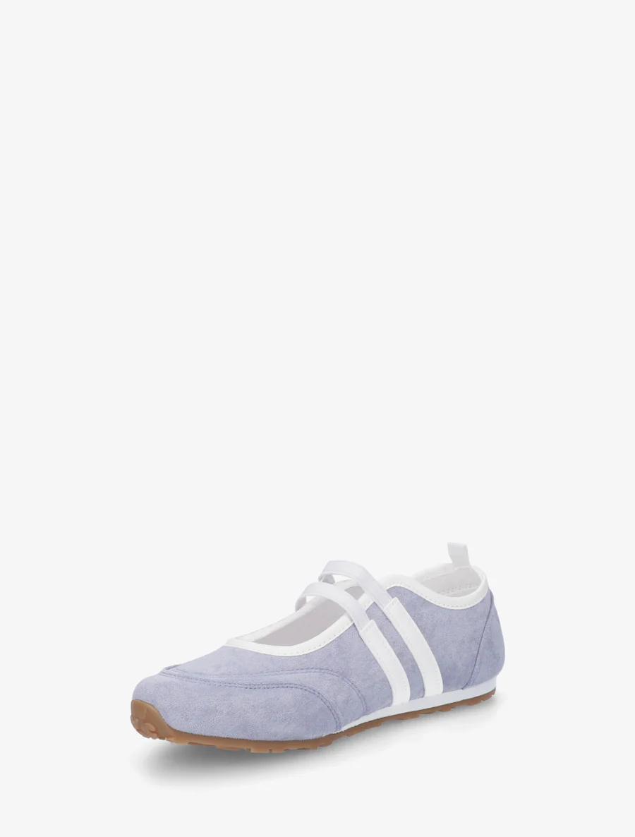 Ballerines en suédine à bandes - Bleu ciel - Image 3