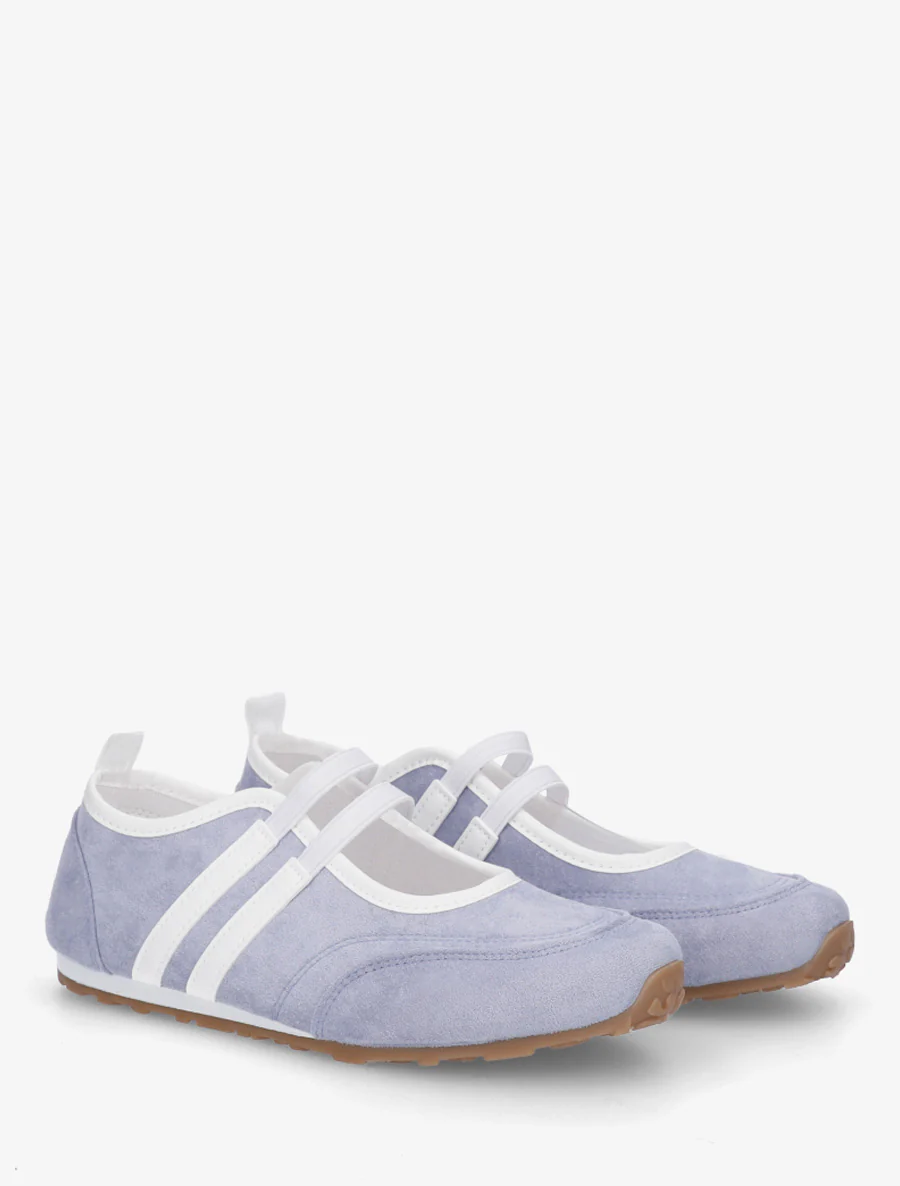 Ballerines en suédine à bandes - Bleu ciel - Image 4