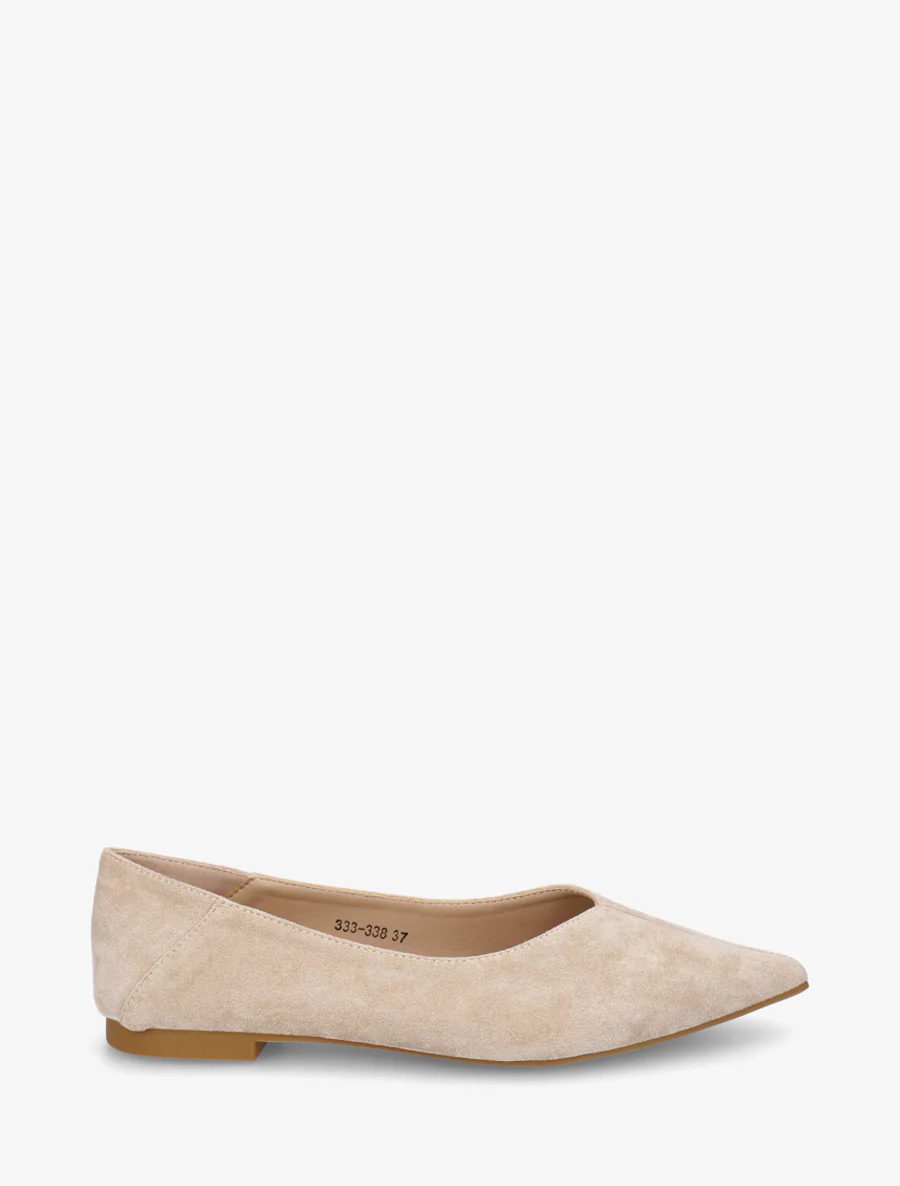 Ballerines en suédine à bouts pointus - Beige