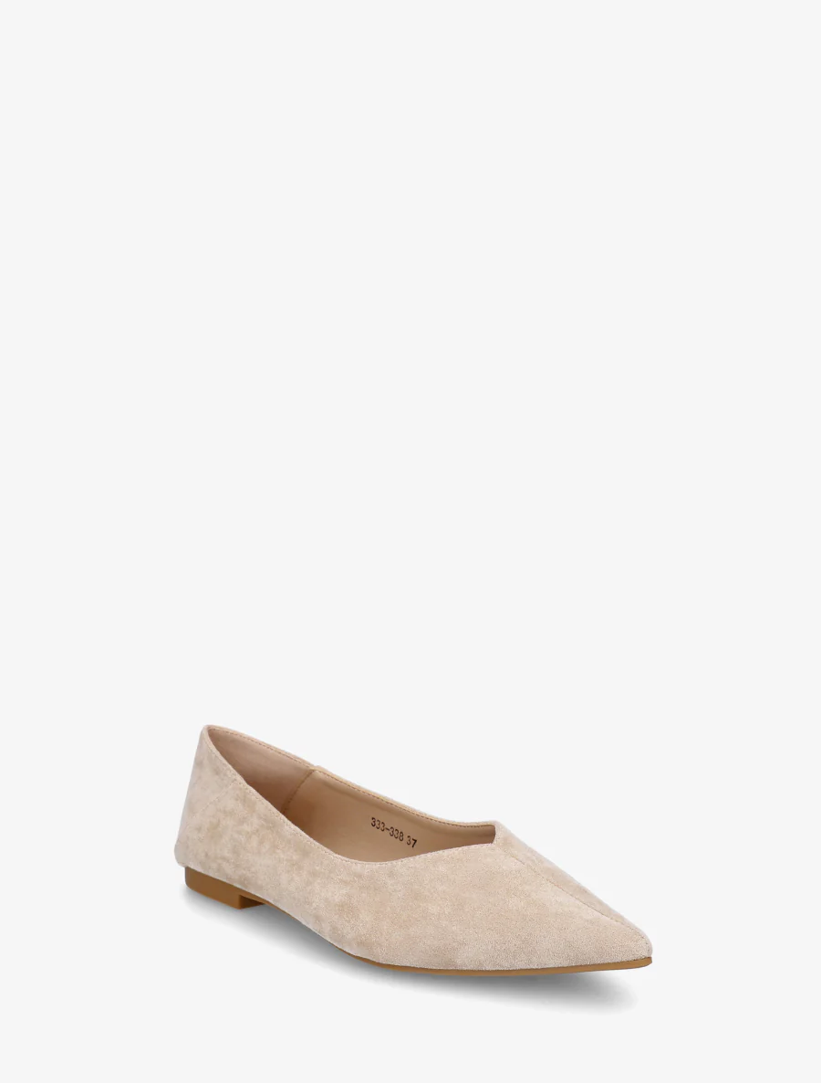Ballerines en suédine à bouts pointus - Beige - Image 2