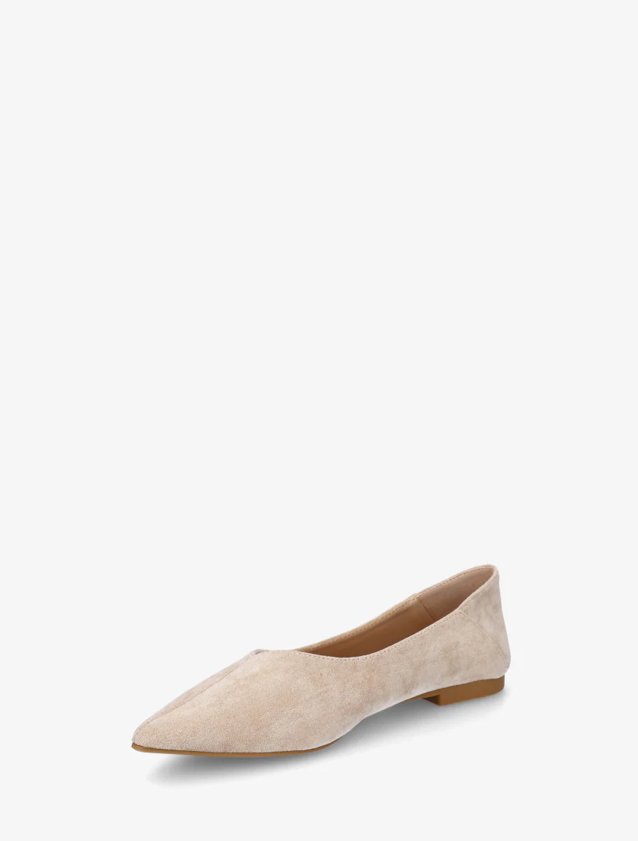 Ballerines en suédine à bouts pointus - Beige - Image 3