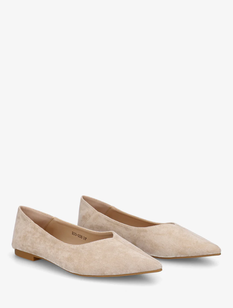 Ballerines en suédine à bouts pointus - Beige - Image 4
