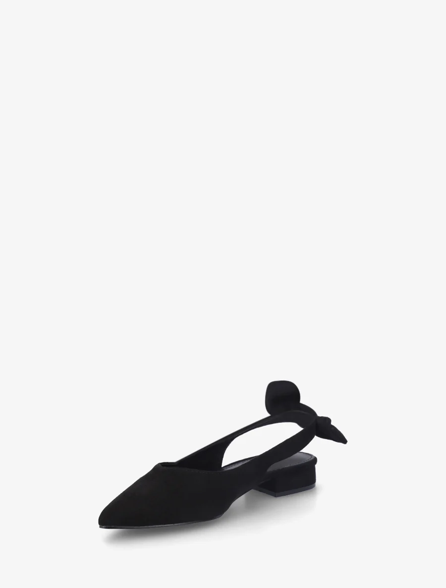 Ballerines en suédine à talon - Noir - Image 3