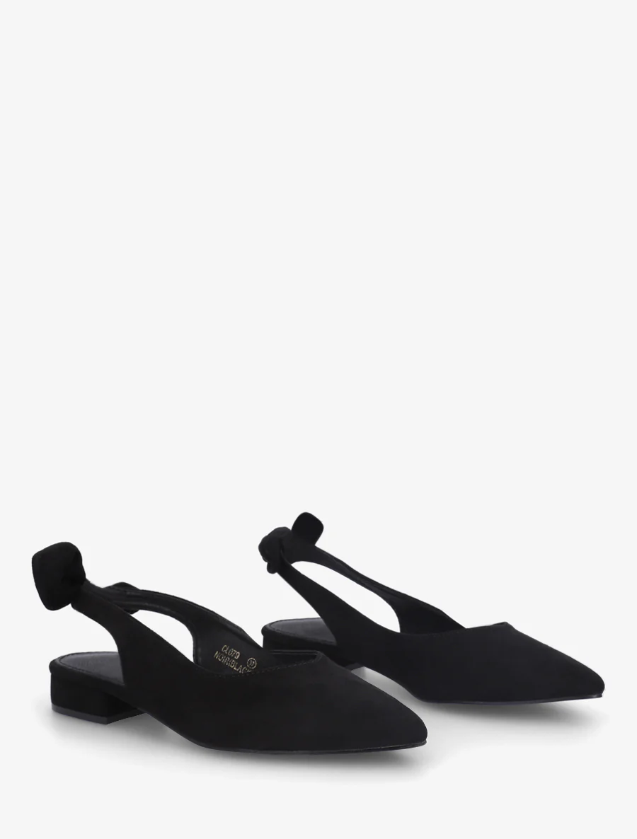 Ballerines en suédine à talon - Noir - Image 4