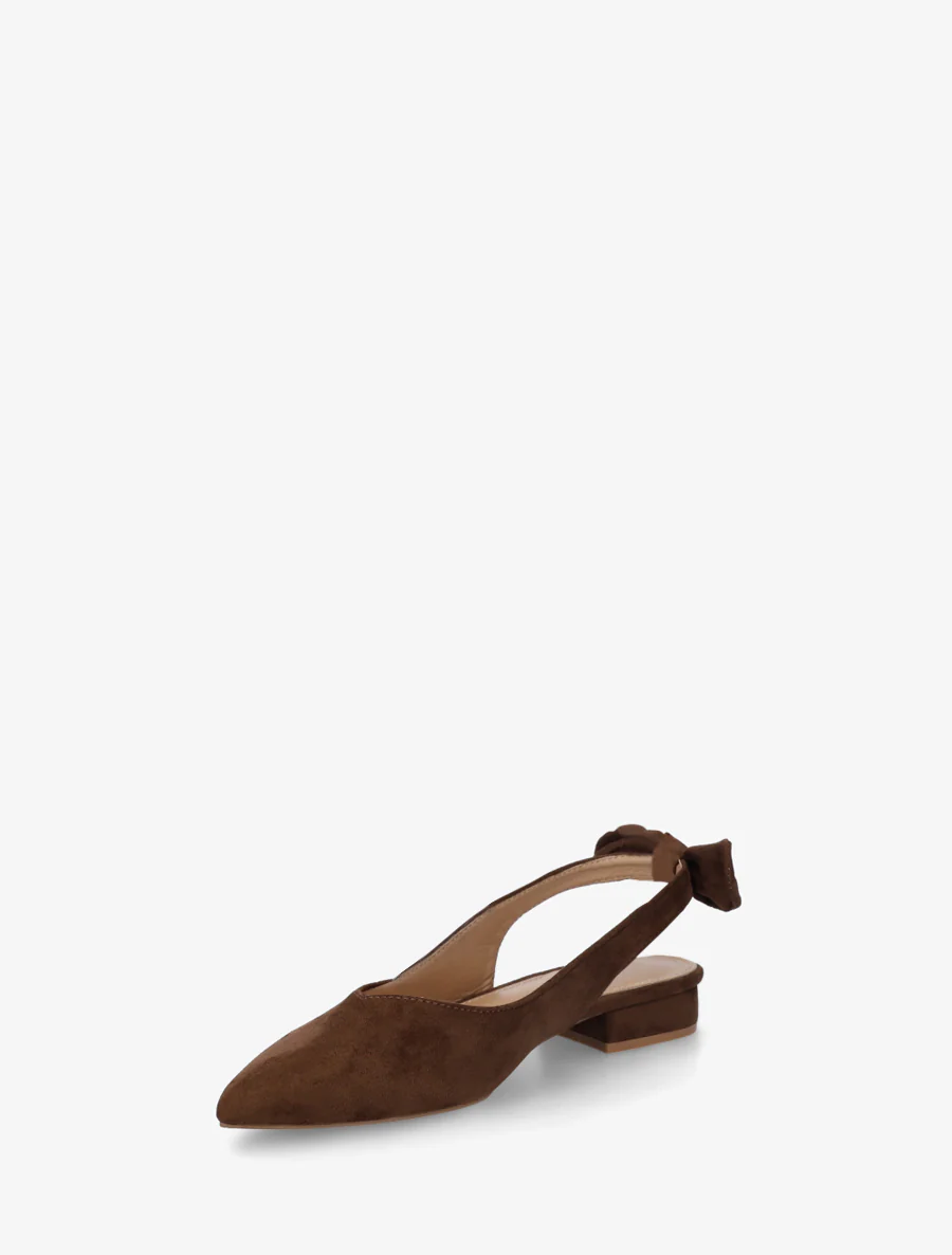 Ballerines en suédine à talon - Marron - Image 3