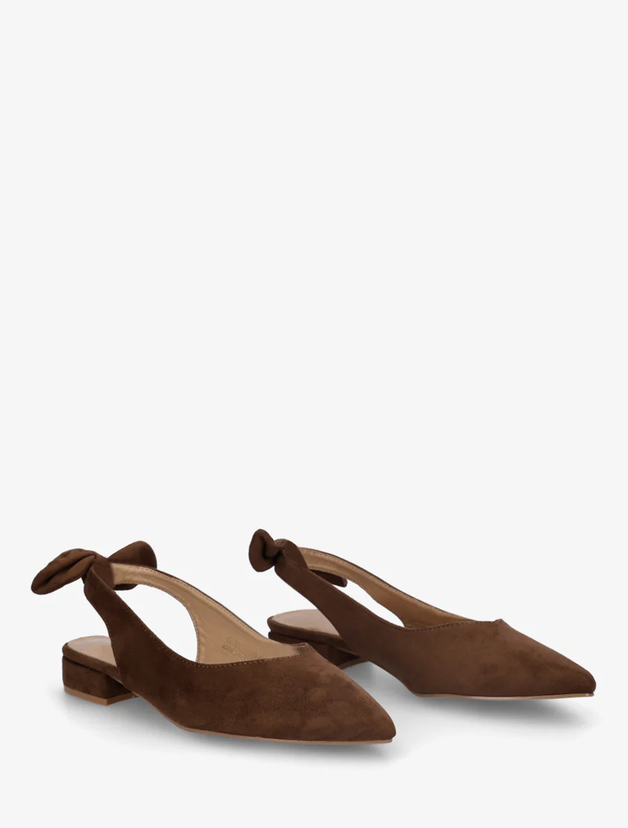Ballerines en suédine à talon - Marron - Image 4