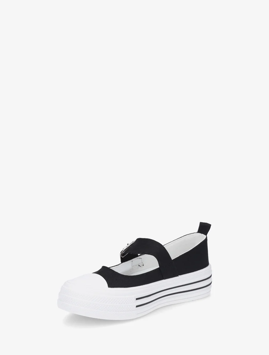 Ballerines style baskets à scratch - Noir - Image 3