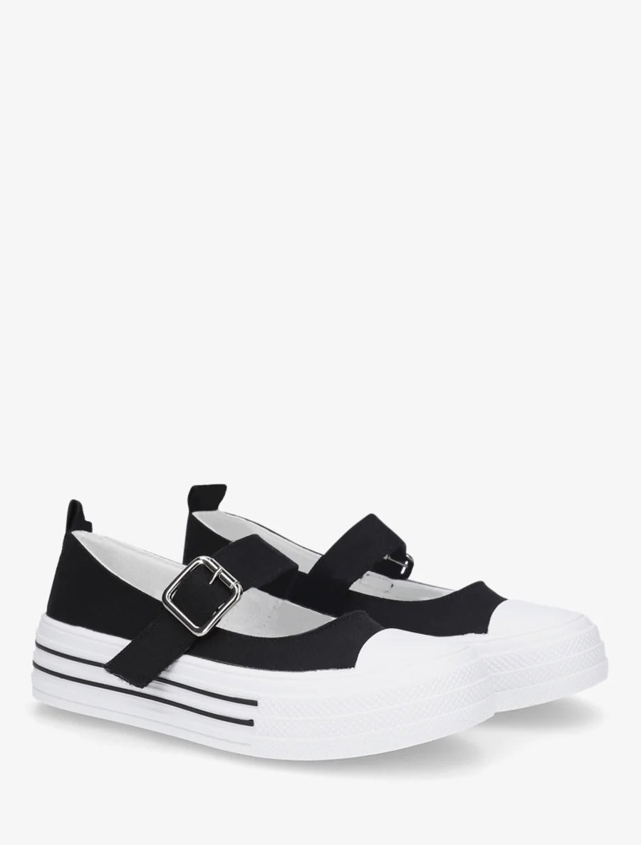 Ballerines style baskets à scratch - Noir - Image 4