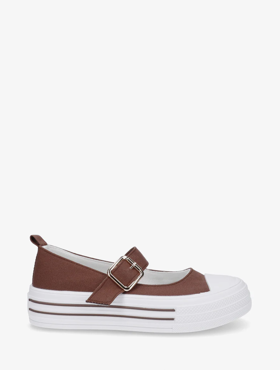 Ballerines style baskets à scratch - Marron