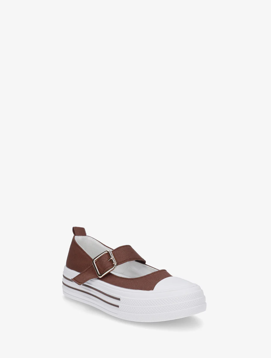 Ballerines style baskets à scratch - Marron - Image 2