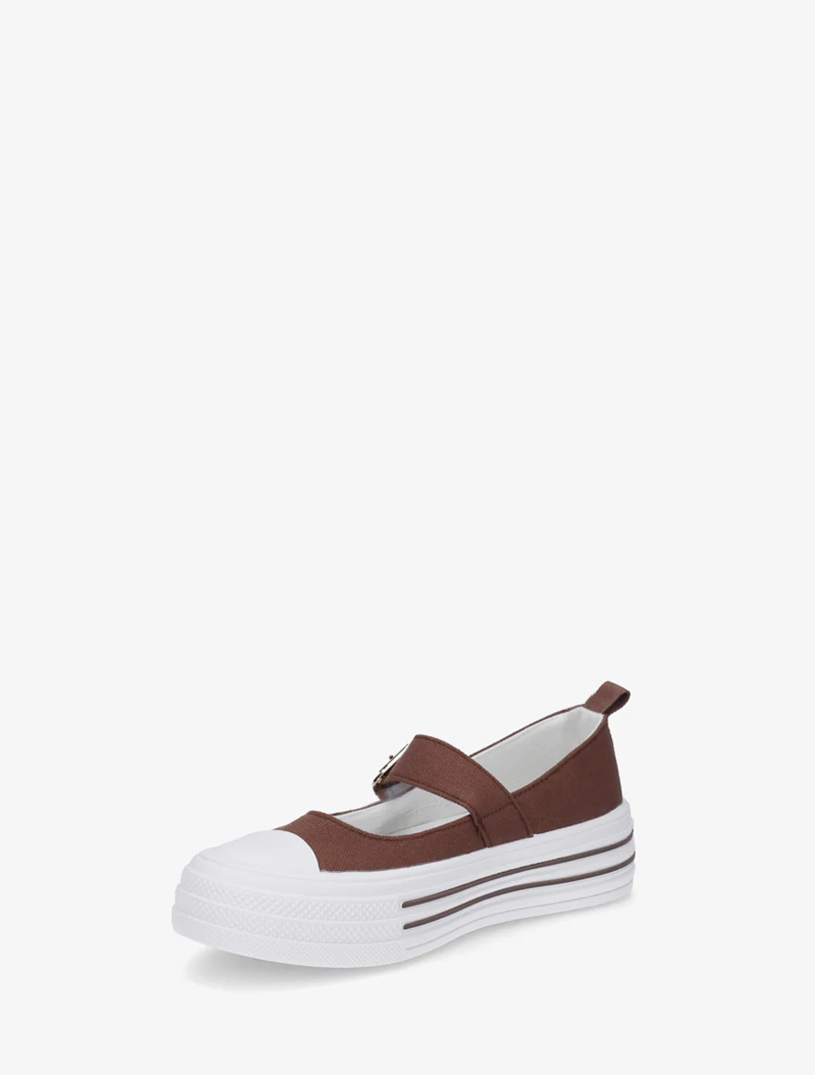 Ballerines style baskets à scratch - Marron - Image 3