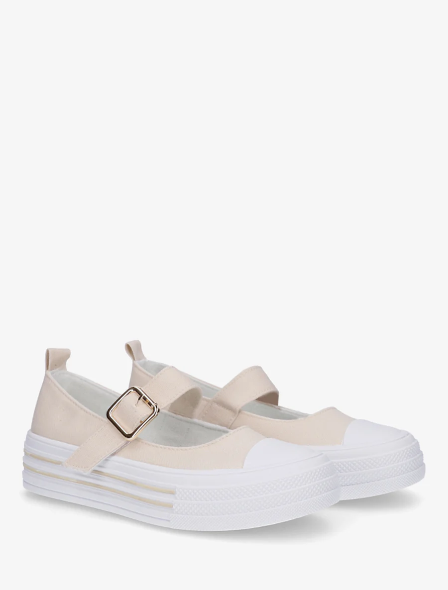 Ballerines style baskets à scratch - Beige - Image 4