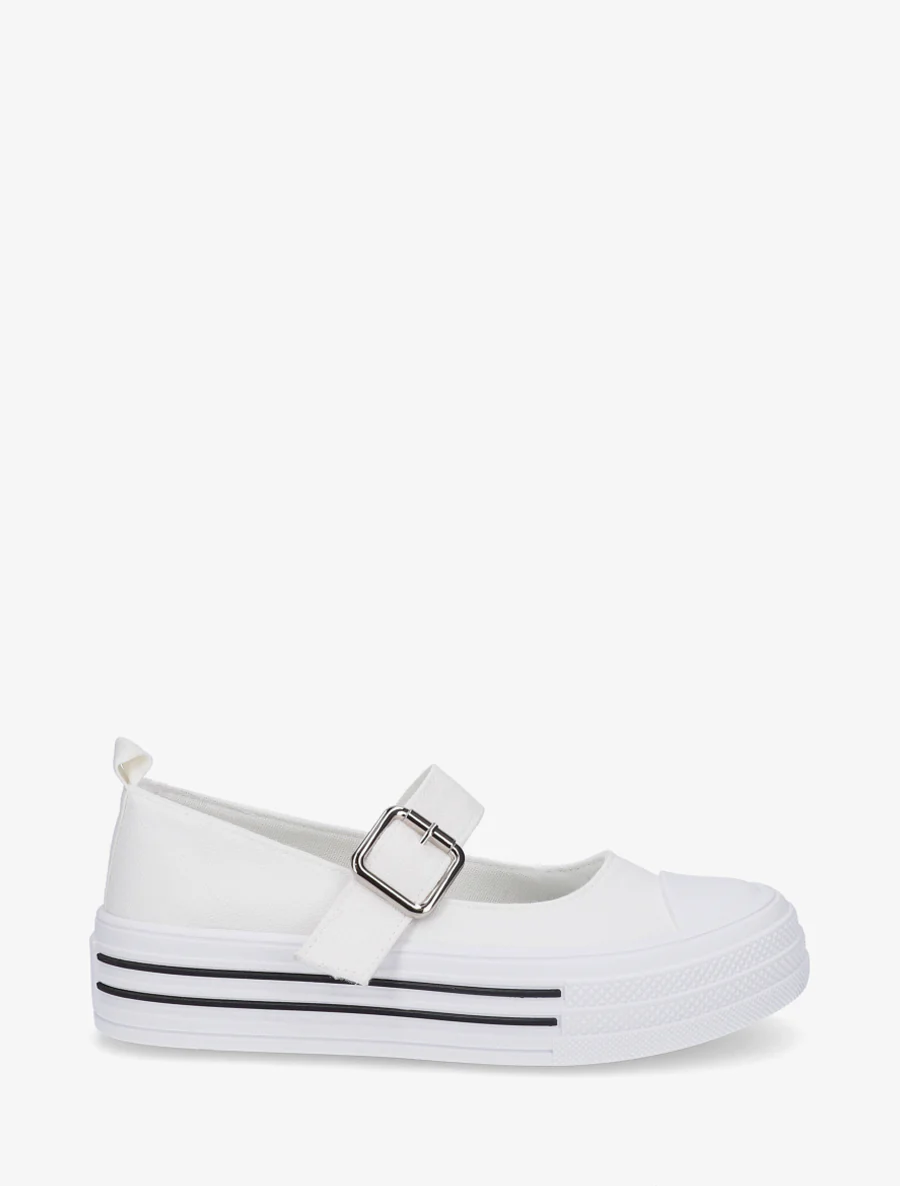 Ballerines style baskets à scratch - Blanc