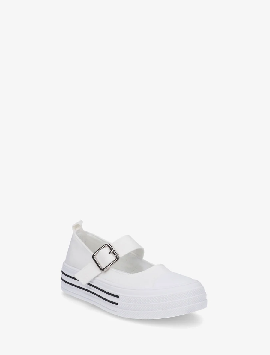 Ballerines style baskets à scratch - Blanc - Image 2